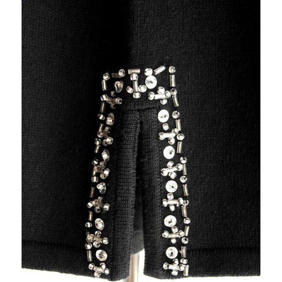 Quacker Factory Black Cotton Blend Tunic Sweater-Sequined Beaded Pearls  XL - Picture 2 of 6